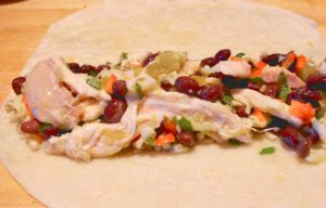 Chicken mixture in tortilla shell