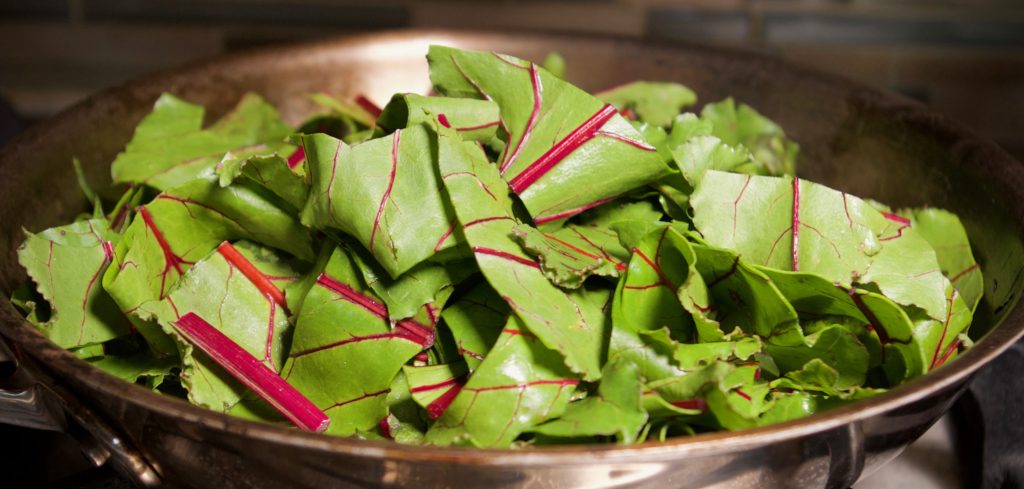 Beet Greens in Sautée pan
