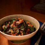 cooked Beet Green with Walnuts and Onion