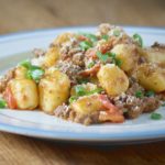 Cheeseburger gnocchi on a plate