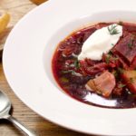 Borscht with Sour Cream and Artisan Bread