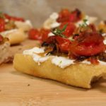 Roasted Tomatoes, Honey/Lemon Goat Cheese on Artisan Bruschetta