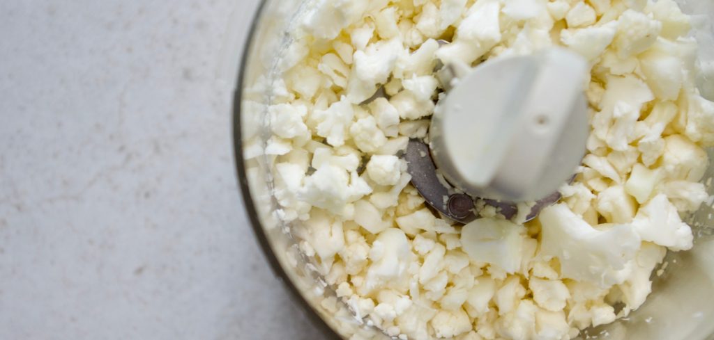 Riced Cauliflower in a food processor 