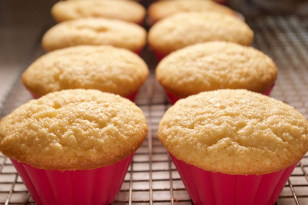 Almond Cupcakes on cooling rack