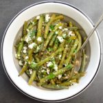 Green Beans, Feta, Dill, Parsley in a serving bowl