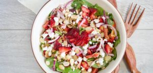 Strawberry & Spinach Salad with Almonds and Goat Cheese