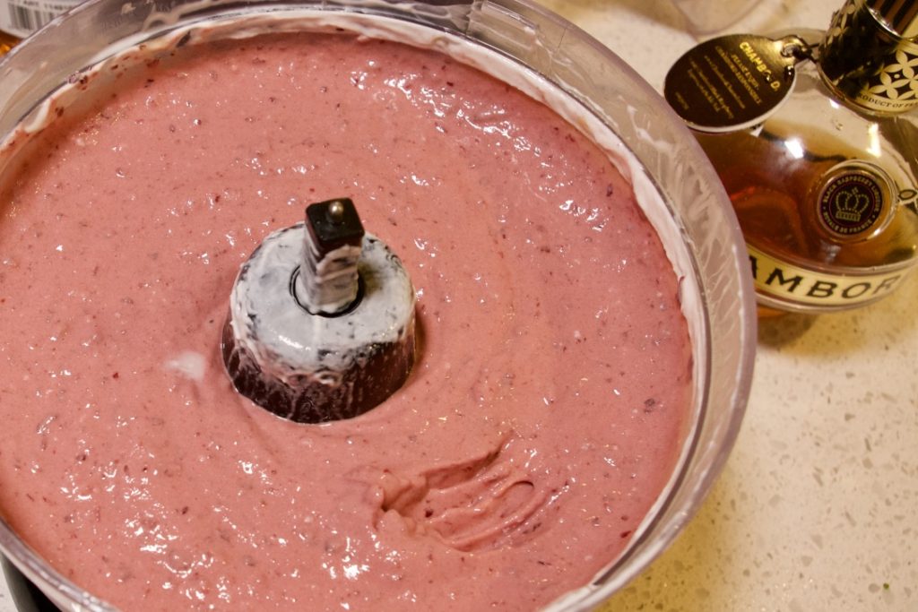 Yogurt Ice Cream in food processor, cherry