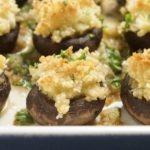 Chimichurri stuffed mushrooms in baking tray