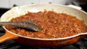 Tomato Sauce simmering in a pan