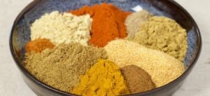 Individual spices in a bowl