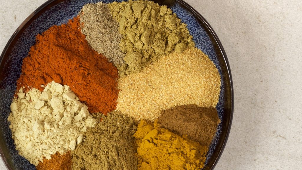 Spices Spice mix organized in a bowl